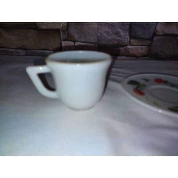 Vintage Small Strawberries Flowers Teacup & Saucer Hand Painted - Picture 5 of 7